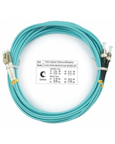 Шнур оптический duplex LC-ST 50/125 mm OM3 25м LSZH Cabeus FOP-50-LC-ST-25m в Калуге Патч-корды и пигтейлы Pintop.ru