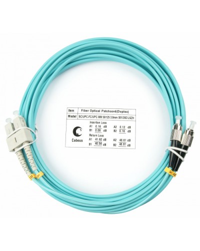 Шнур оптический duplex SC-FC 50/125 mm OM3 25м LSZH Cabeus FOP-50-SC-FC-25m в Калуге Патч-корды и пигтейлы Pintop.ru