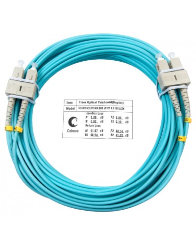 Шнур оптический duplex SC-SC 50/125 mm OM3 15м LSZH Cabeus FOP-50-SC-SC-15m в Калуге Патч-корды и пигтейлы Pintop.ru