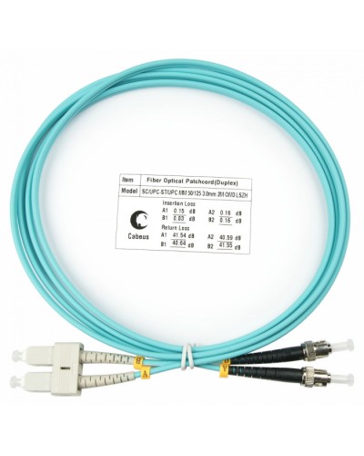 Шнур оптический duplex SC-ST 50/125 mm OM3 2м LSZH Cabeus FOP-50-SC-ST-2m в Калуге Патч-корды и пигтейлы Pintop.ru
