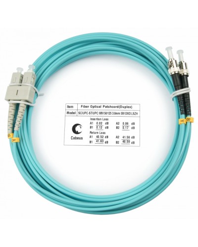 Шнур оптический duplex SC-ST 50/125 mm OM3 5м LSZH Cabeus FOP-50-SC-ST-5m в Калуге Патч-корды и пигтейлы Pintop.ru