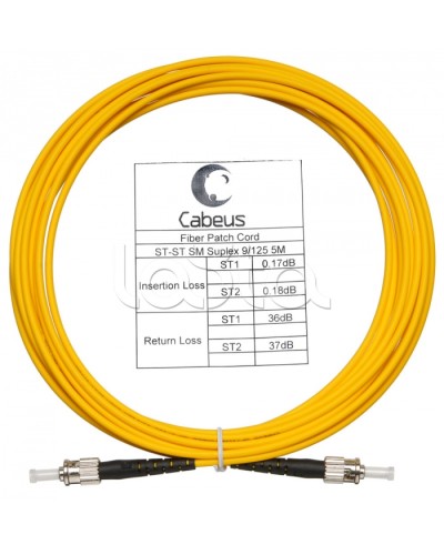Шнур оптический simplex ST-ST 9/125 sm 5м LSZH Cabeus FOP(s)-9-ST-ST-5m в Калуге Патч-корды оптические Pintop.ru