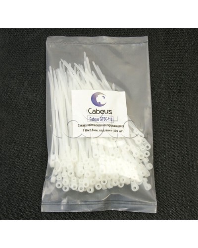 Стяжка нейлоновая неоткрывающаяся, безгалогенная (halogen free), 110x2.5мм, под винт (100 шт) Cabeus GTSC-110 в Калуге Стяжки-хомуты Pintop.ru