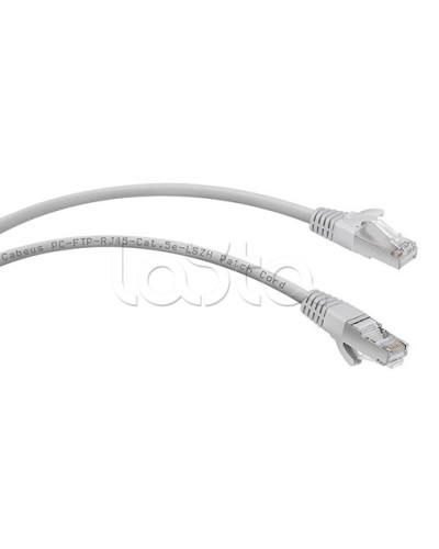 Патч-корд FTP, категория 5е, 2 м, LSZH, экранированный, серый Cabeus PC-FTP-RJ45-Cat.5e-2m-LSZH в Калуге Патчкорды (медные) Pintop.ru
