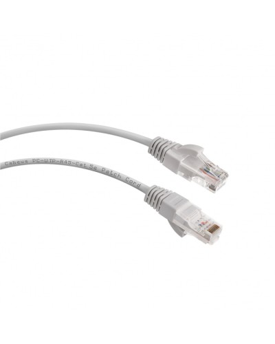 Патч-корд UTP, категория 5e, 3 м, LSZH, неэкранированный, серый Cabeus PC-UTP-RJ45-Cat.5e-3m-LSZH в Калуге Патчкорды (медные) Pintop.ru