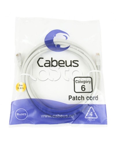 Шнур коммутационный 2xRJ-45/8P8C U/UTP кат.6 (3 м) Cabeus PC-UTP-RJ45-Cat.6-3m в Калуге Патчкорды (медные) Pintop.ru