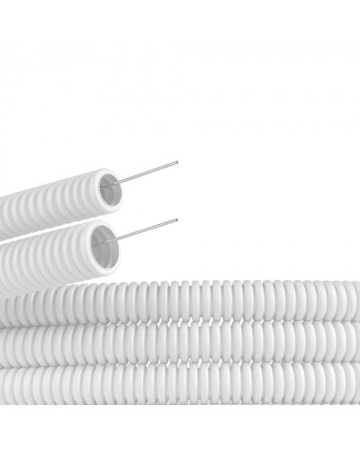 Труба ПЛЛ гибкая гофр. не содержит галогенов д.16мм, ПВ-0, с протяжкой,100м, цвет белый DKC (81816) в Калуге Труба гофрированная Pintop.ru