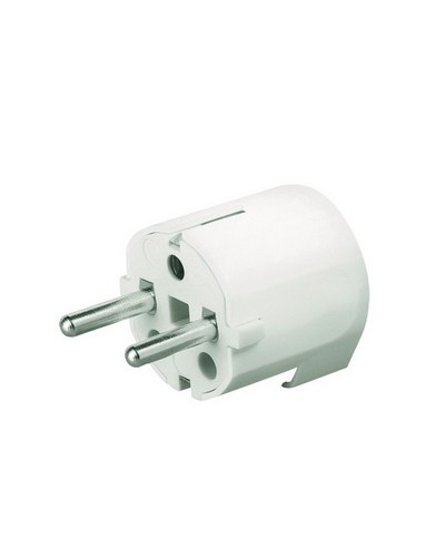 Вилка кабельная, бытовая с боковым вводом кабеля. Белая. IP20 16А 2P+E 230В DKC DIS13083 в Калуге Аксессуары для стоек и шкафов Pintop.ru