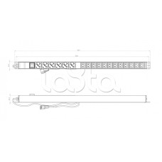 Блок розеток вертикальный черн Hyperline (SHE-6SH-12IEC-2.5AIEC)