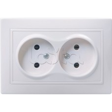 Розетка РС12-2-КБ двухместная без заземляющего контакта без защитной шторки «Кварта», 2 модуля IEK ERK23-K01-10-DM