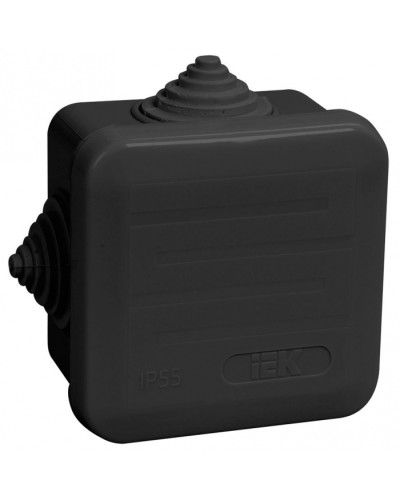 Коробка расп. КМ41236 70х70х40мм IP44 4 вв. черная IEK (UKO21-070-070-040-K02-44) в Калуге Распределительные коробки Pintop.ru