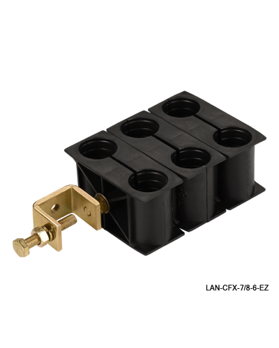 Комплект крепления для 6-ти коаксиальных кабелей диаметром 7/8, со струбциной LANMASTER LAN-CFX-7/8-6-EZ в Калуге Аксессуары для стоек и шкафов Pintop.ru