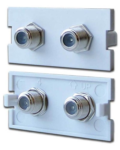 Вставка модульная с 2хF адаптерами в розетку LAN-MB, белая LANMASTER LAN-MBP-2TV/F-WH в Калуге Коннекторы Pintop.ru