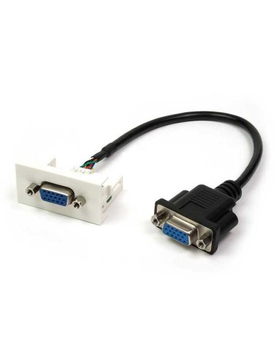 Вставка Mosaic 22.5x45 с адаптером VGA D-SUB HDB-15 мама, со шнуром 20 см мама, белая LANMASTER LAN-WA-LP-VGA-FF-0.2 в Калуге Аксессуары для стоек и шкафов Pintop.ru