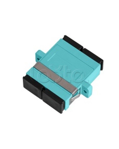 Адаптер NIKOMAX волоконно-оптический, соединительный, многомодовый, стандарта OM3, SC/UPC-SC/UPC, двойной, пластиковый, без шторки, с фланцами, аква, уп-ка 2шт. NIKOMAX (NMF-OA2M3-FN-SCU-SCU-AQ-2) в Калуге Проходные адаптеры и розетки оптические Pint