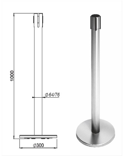 Стойка ограждения передвижная с ремнем Oxgard Стойка ограждения передвижная с ремнем (2 метра черный) (ВЗР2387.07) в Калуге Ограждения Pintop.ru