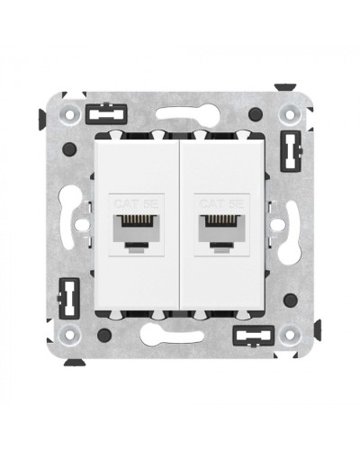 Компьютерная розетка RJ-45 без шторки в стену, кат.5е двойная, Avanti, Белое облако DKC 4400664 в Калуге Розетки компьютерные и телефонные Pintop.ru