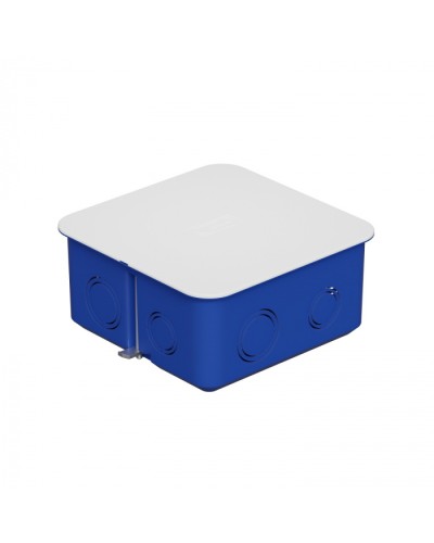 Коробка распределительная с крышкойдля г/к 100x100х50мм с металл. лапками, цвет синий IP30 Экопласт (44667) в Калуге Распределительные коробки Pintop.ru