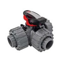 Кран шаровой трехходовой ПВХ D25, под клей Экопласт с муфтовым окончанием (49448)