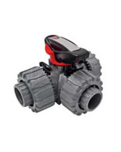 Кран шаровой трехходовой ПВХ D25, под клей Экопласт с муфтовым окончанием (49448) в Калуге Повороты, муфты, тройники Pintop.ru