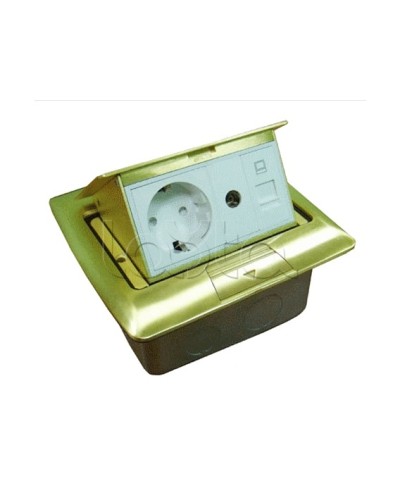 Люк встраиваемый на 1,5 модуля (45х45 мм) с коробкой, латунь, IP44 Экопласт 70023 в Калуге Системы лючков и колонн Pintop.ru