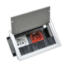 Люк настольный встраиваемый на 2 модуля (45х45мм) с крышкой, алюминий IP20 Экопласт 70042