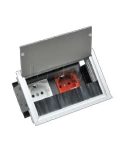 Люк настольный встраиваемый на 2 модуля (45х45мм) с крышкой, алюминий IP20 Экопласт 70042 в Калуге Системы лючков и колонн Pintop.ru