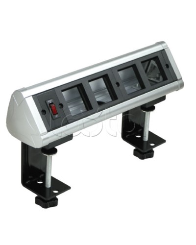 Блок настольный с выключателем нагрузки на 4 модуля (45х45мм) на струбцинах (алюминий) Экопласт 70314 в Калуге Аксессуары для кабель-канала Pintop.ru
