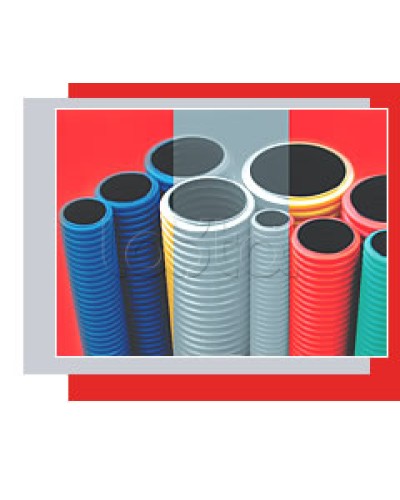 NR90 Двустенная труба ПНД жёсткая, тип 750, SN19, D90мм (1шт=5,7м) цвет красный Экопласт (80090-57) в Калуге Труба гофрированная Pintop.ru