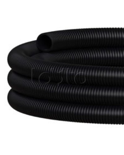 NR050 Двустен. труба ПНД гибкая откр. прокладки, SN26, с зондом, D50мм (50м) чёрный Экопласт (801050HFR-UF-BL) в Калуге Труба гофрированная Pintop.ru