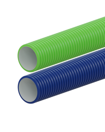 Вентиляционная труба гибкая двустенная для воздуховода (ПНД), антистатическая и антибактериальная D75мм, цвет синий (1шт=50м) Экопласт (803075BU) в Калуге Труба гофрированная Pintop.ru