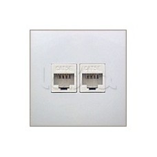 Накладка с суппортом розетки компьютерной и телефонной на 2 входа БЕЗ разъема LK60 Экопласт (866204-0)