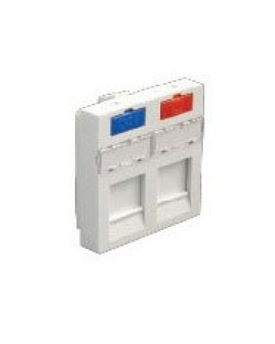 Лицевая панель (накладка) информационной розетки, 45х45 мм, 2 входа Экопласт (87002) в Калуге Розетки компьютерные и телефонные Pintop.ru