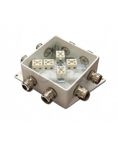 Коробка монтажная огнестойкая Гефест КМ-О (10к)-IP66-120х120, шесть вводов в Калуге Распределительные коробки Pintop.ru