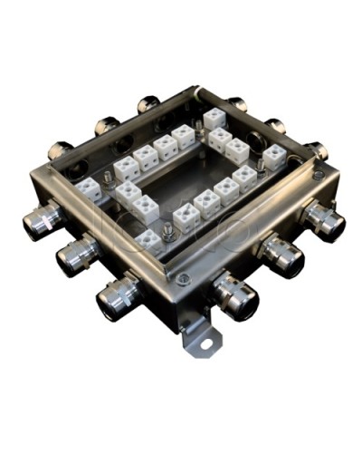 Коробка монтажная огнестойкая Гефест КМ-О (32к*6,0)-IP66 2020нерж, 12 вводов 200х200х60 в Калуге Распределительные коробки Pintop.ru