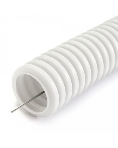 Труба гофр ПЛЛ тяжелая безгалогенная (HF) негорючая (НГ) белая с/з d20 мм (50м/уп) Промрукав (PR02.0398) в Калуге Труба гофрированная Pintop.ru