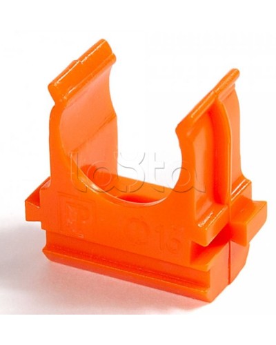 Крепёж-клипса для труб АБС-пластик оранжевая д25 в малой упаковке (10шт/500шт уп/кор) Промрукав (PR13.0068) в Калуге Держатели, клипсы, скобы Pintop.ru