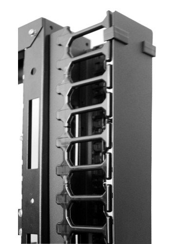 Вертикальный кабельный органайзер с пласт. пальцами для шкафов ШТК-СП-42.6.x, 2 компл ЦМО (ВКО-П-20/42U-9005) в Калуге Кабельные органайзеры Pintop.ru