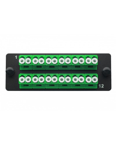 Комплект планка Q-SLOT с 12 адаптерами дуплекс LC OS2, монтажные шнуры, КДЗС Eurolan 38M-S2-2L-12BL в Калуге Коннекторы Pintop.ru