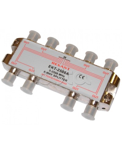 Делитель телевизионный ТВх8 под F разъём 5-2500 МГц СПУТНИК (5шт/уп) REXANT 05-6205 в Калуге Системы видеонаблюдения Pintop.ru