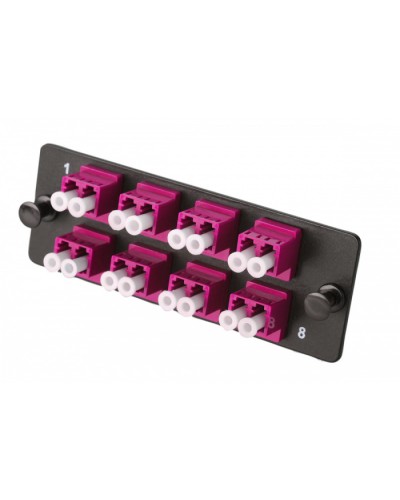 Комплект планка Q-SLOT с 8 адаптерами дуплекс LC OM4, монтажные шнуры, КДЗС Eurolan (38M-40-2L-08BL) в Калуге Кроссы оптические Pintop.ru