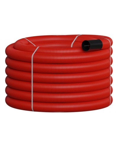 NR090 Двустенная труб.а ПНД гибкая, тип 450, SN12, с зондом, D90мм (20м) цвет красный Экопласт 801090-20 в Калуге Гладкая труба Pintop.ru