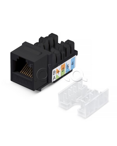 Вставка Keystone Jack RJ-45, категория 5e, заделка тип 110, черная, со стяжкой Cabeus KJ-RJ45-Cat.5e-90-SW-BK в Калуге Модули Keystone Pintop.ru