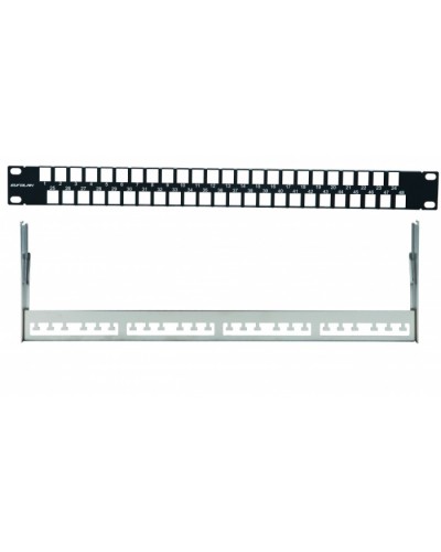 Наборная коммутационная панель 19”, 1U, 48 портов UTP/FTP Eurolan (27F-00-48BL) в Калуге Патч-панели Pintop.ru