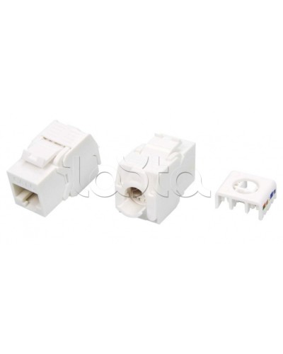 Вставка Keystone Jack RJ-45(8P8C) Hyperline KJ8-8P8C-C6-180-TLS-WH в Калуге Модули Keystone Pintop.ru