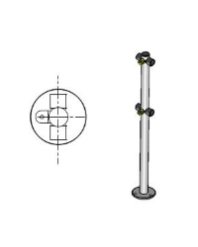 Стойка ограждения с 2-мя полупетлями под поворотную створку или секцию Т-образная по 2 муфты слева и справа Oxgard Стойка ограждения с 2-мя полупетлями Т-образная (ВЗР 1996.09.21) в Калуге Ограждения Pintop.ru