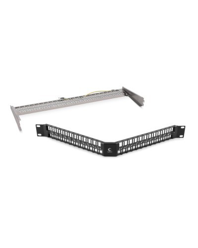 Угловая модульная патч-панель 19, 48 портов, 1U Cabeus (PLBHD-48-CON-SH) в Калуге Патч панель Pintop.ru