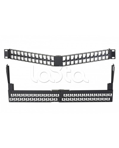 Коммутационная угловая панель 19” наборная, FTP, 1U, 48 портов, черный Eurolan (27A-00-48-01BL) в Калуге Патч панель Pintop.ru