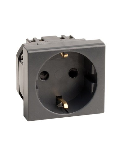 Розетка силовая 2Р+Е, со шторками, «Viva», 2 мод., цвет черный DKC (45205) в Калуге Аксессуары для кабель-канала Pintop.ru