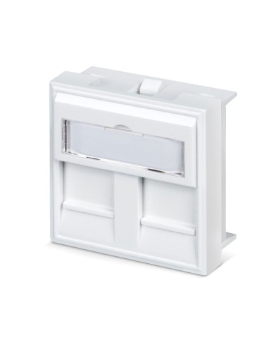 Вставка 45x45 (Mosaic) для 2 модулей формата Keystone Jack с маркером (FP-45-2M) Пожтехкабель СКС (202-032) в Калуге Модули Keystone Pintop.ru